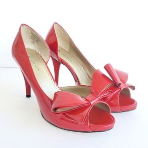 Anne Klein Glossy Red Bow Heels